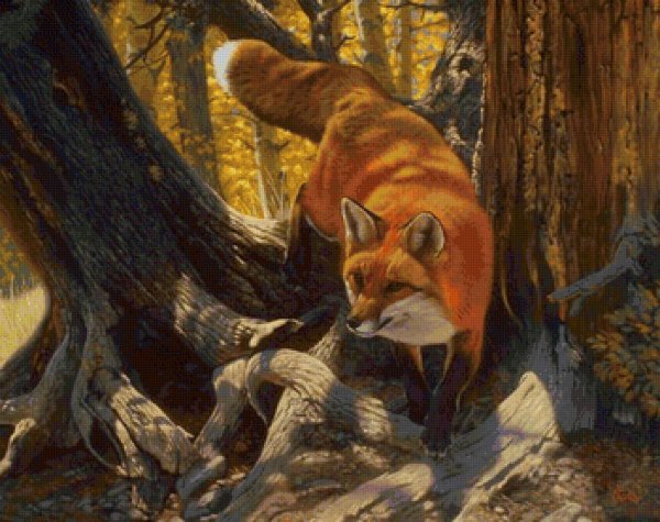 Зимний пейзаж с лисой