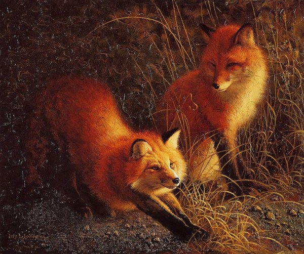 Зимний пейзаж с лисой