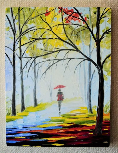 Пейзаж осени фломастерами