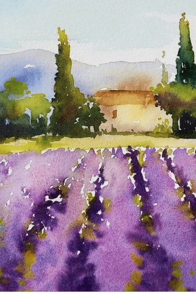 Пейзаж акварелью