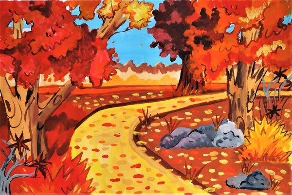 Декоративная осень гуашью