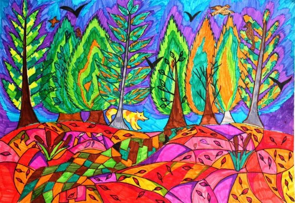 Декоративный графический пейзаж