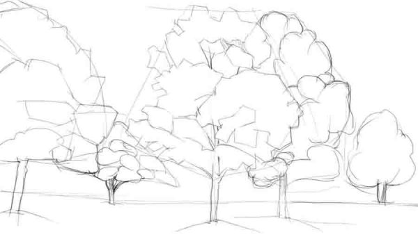 Эскиз осеннего пейзажа