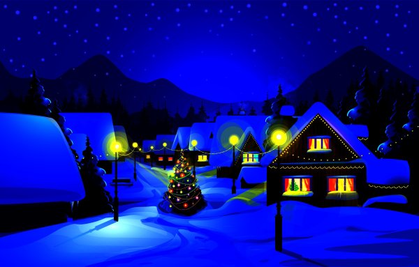 Новогодний пейзаж 3d