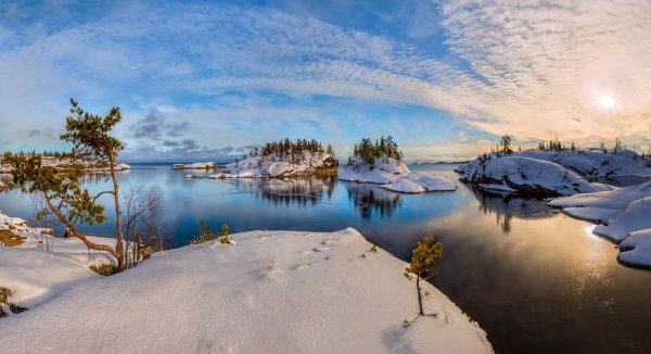 Ладожские шхеры зима Карелия