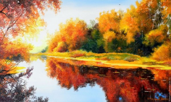 Пейзаж маслом осень