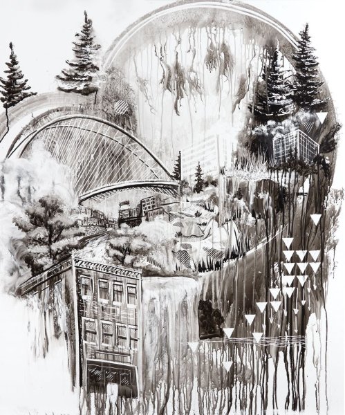 Зимний пейзаж в графике