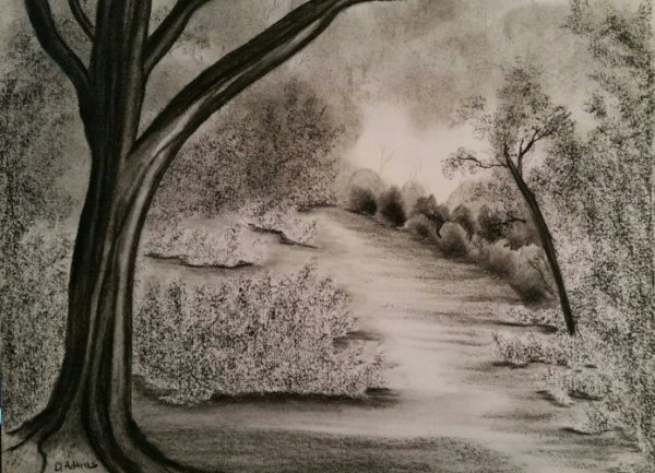 Пейзаж грифельным карандашом