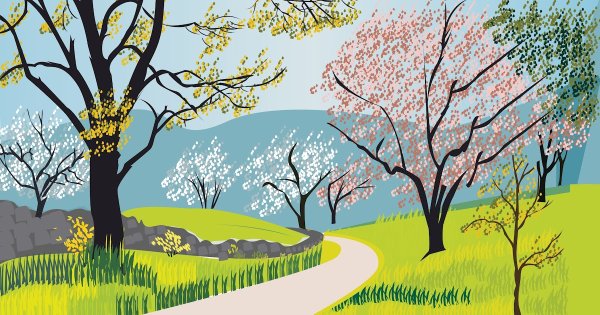 Векторный весенний пейзаж