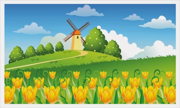 Поляна с цветами вектор