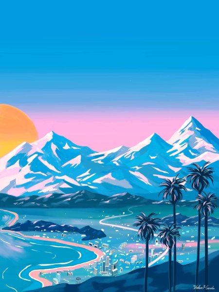 Пейзаж в стиле поп арт