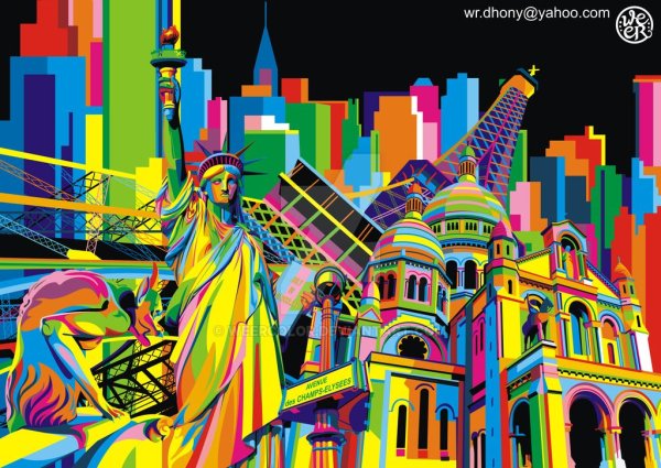 Пейзаж в стиле поп арт