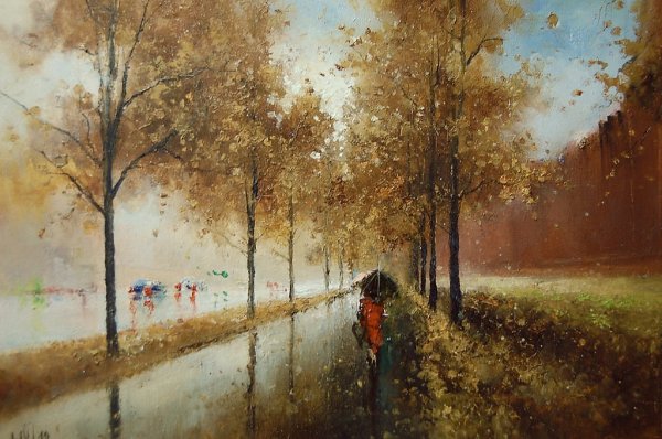 Дождливая осень живопись