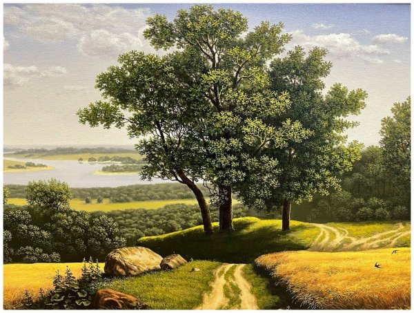 Алмазная вышивка пейзаж родные просторы большие