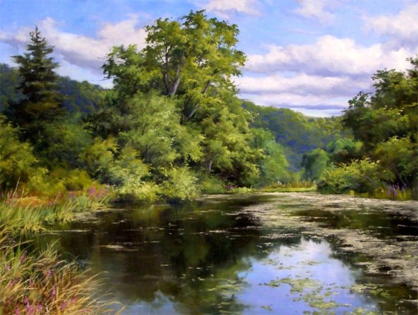 Художник Сергей Басов "пейзаж с озером"