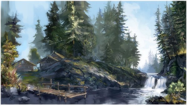 Цифровая живопись лес