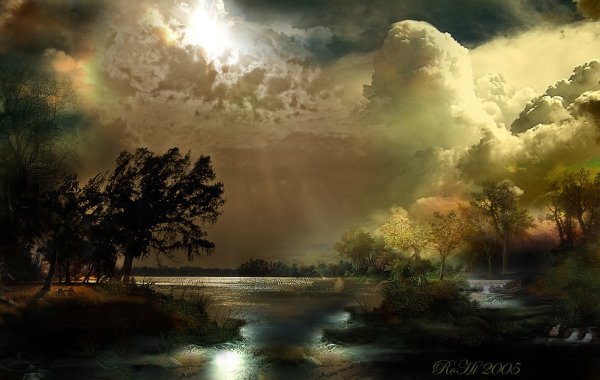 Красивый пейзаж компьютерная Графика