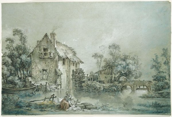 Франсуа Буше пейзаж с отшельником