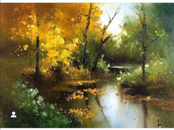 Берёзы в воде живопись