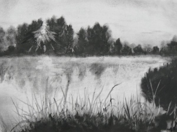 Пейзаж гризайль воздушная перспектива