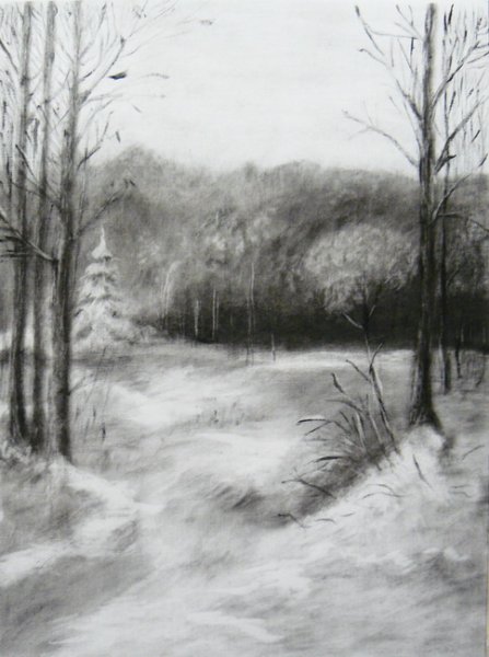 Сухая кисть пейзаж