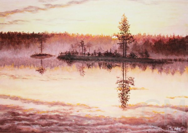 Сухая кисть пейзаж