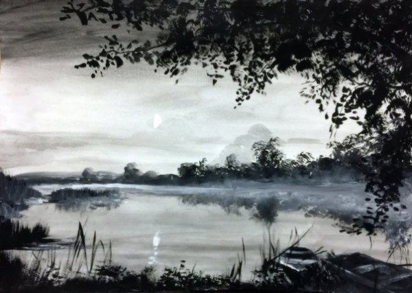 Техника гризайль пейзаж