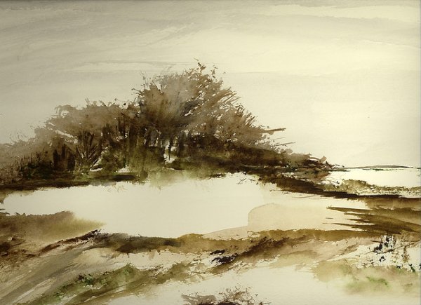 Сухая кисть пейзаж