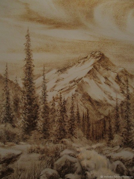 Сухая кисть пейзаж