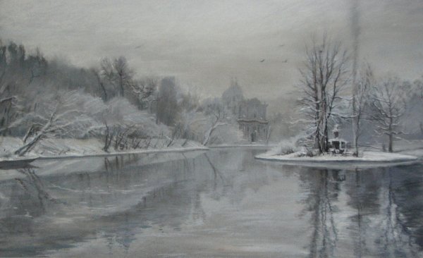 Сухая кисть пейзаж