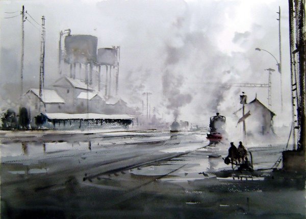 Индустриальный пейзаж Валерий Бендер «утро»