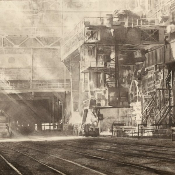 Мрачный Индустриальный пейзаж