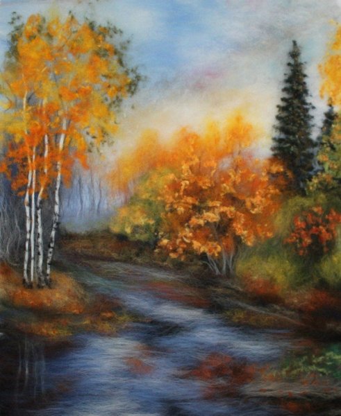 Осенние пейзажи из шерсти