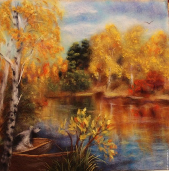 Шерстяная живопись осень