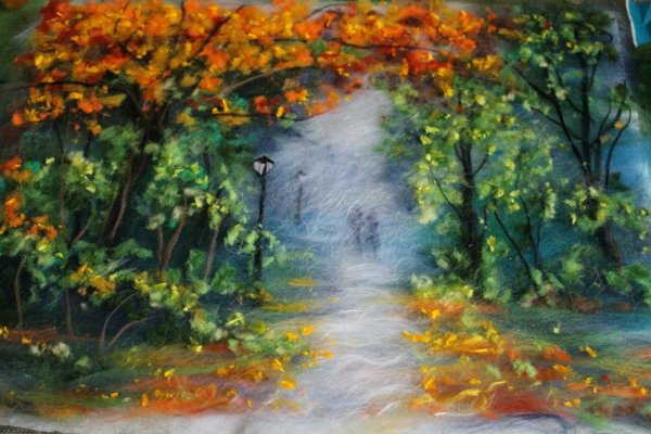 Картины из шерсти осень в парке