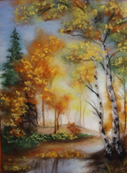 Осенний пейзаж акварелью