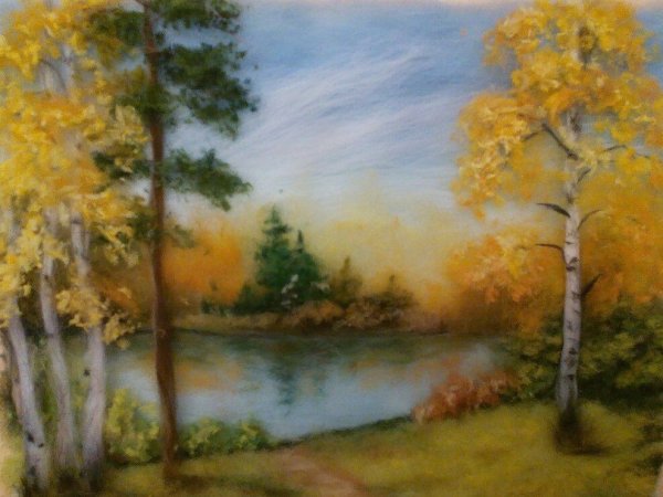 Осенний пейзаж шерстью