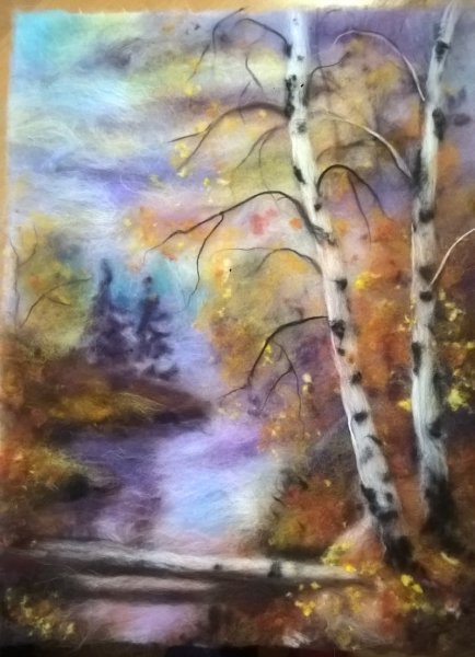 Шерстяная живопись пейзажи