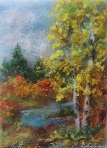 Шерстяная живопись осень