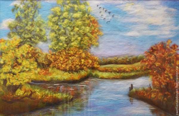 Осеннее панно из шерсти