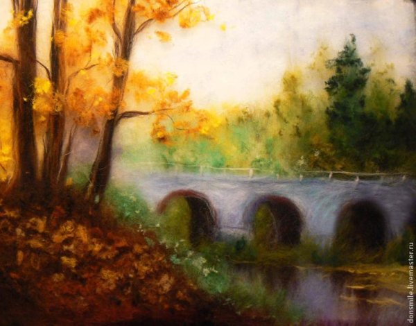 Осенний пейзаж шерстью