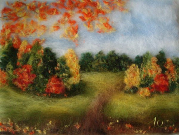 Шерстяная акварель рябина