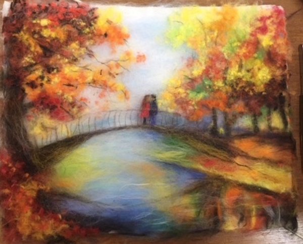 Шерстяная живопись осень