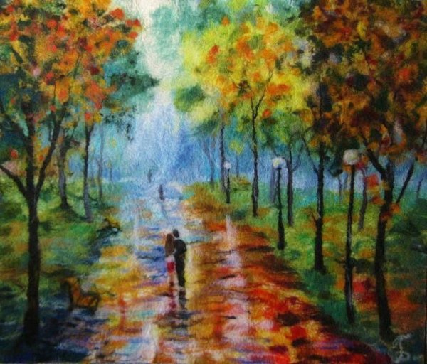 Осенние пейзажи из шерсти