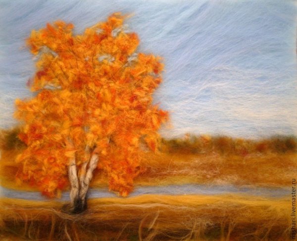 Осенний пейзаж шерстью