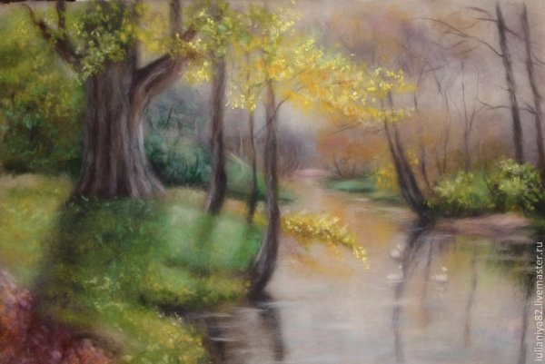 Пейзаж валяние из шерсти