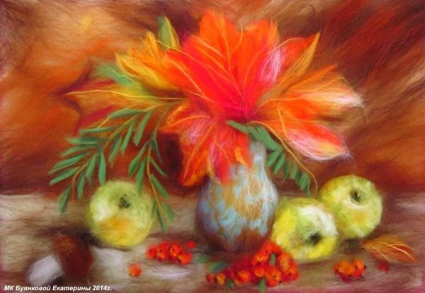 Осенние пейзажи из шерсти