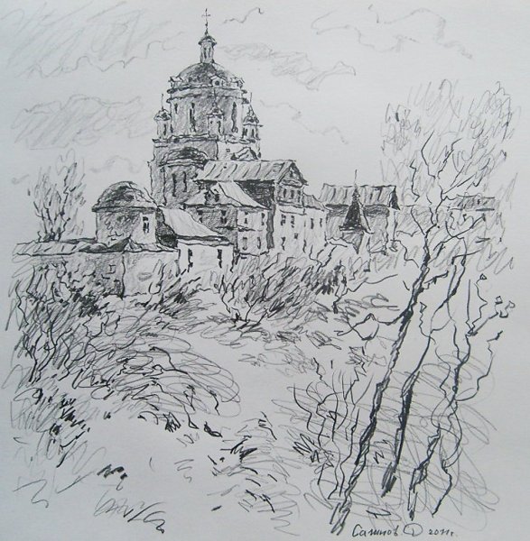 Набросок городского пейзажа легкий