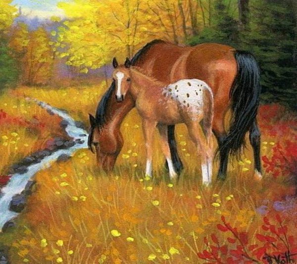 Осенняя картина с конями