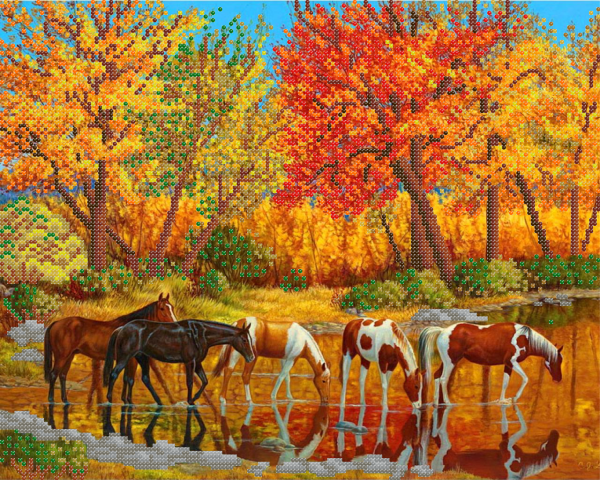 Картина "лошадь в золотой осени